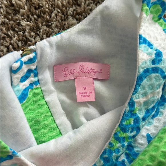 Lilly Pulitzer GIRLS Green Beach Hawaiian Summer Eyelet Dress 8 - Picture 10 of 10